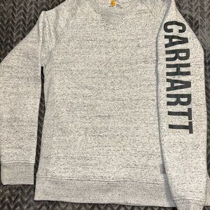 Carhartt Heather Gray Crewneck with Sleeve Logo and front pocket